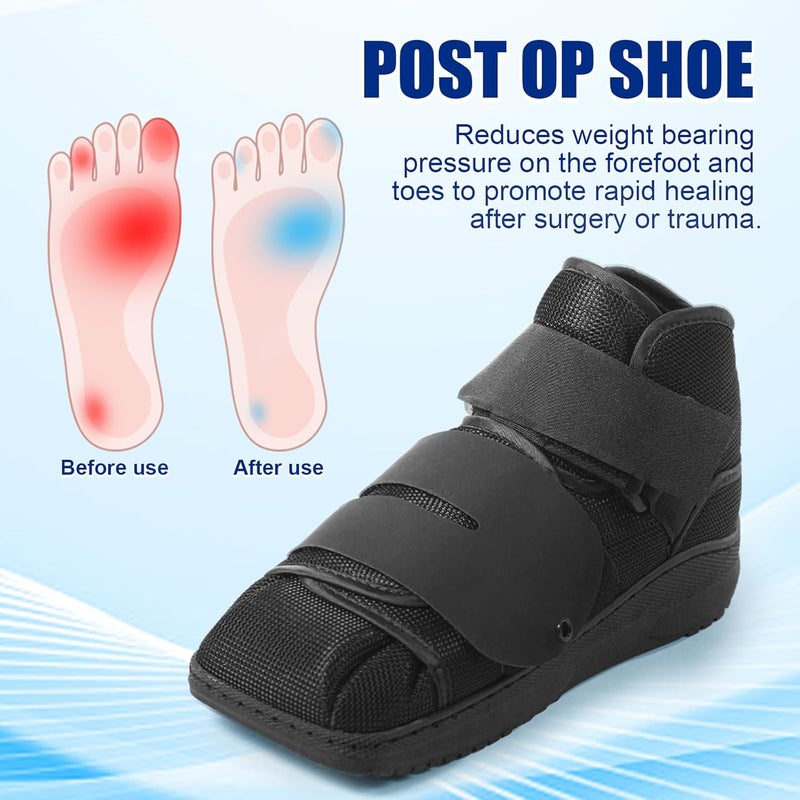 Estinko Closed Post Op Shoe Post Op Shoes Fracture Medical Walking Shoes for Men and Women-Post Surgery or Operation Foot Support Broken Foot or Toe Squared S - Image 3